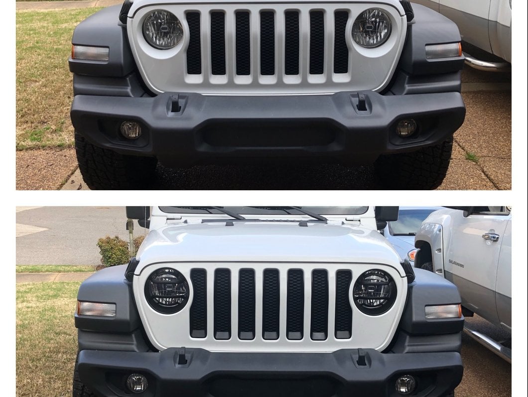 RedRock Headlight Trim and Grille Insert Kit; Matte Black (18-23 Jeep Wrangler JL Sport w/o TrailCam)