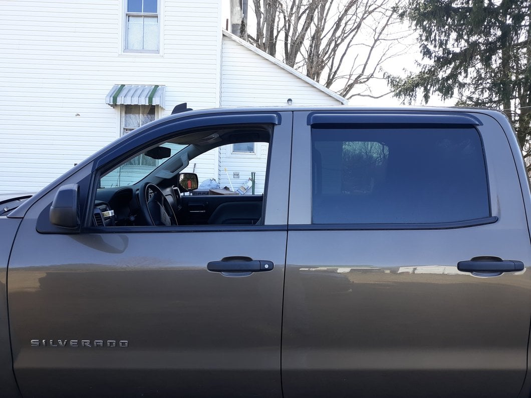 RedRock Window Deflectors; Front and Rear; Smoked (14-18 Silverado 1500 Crew Cab)