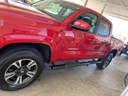 RedRock 4-Inch Oval Straight End Side Step Bars; Black (05-23 Tacoma Double Cab)