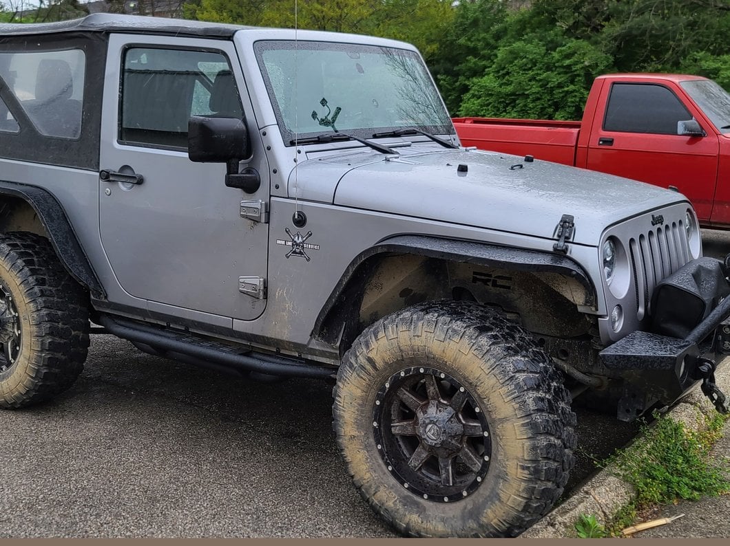 RedRock Side Armor with Step Pads; Textured Black (07-18 Jeep Wrangler JK 2-Door)