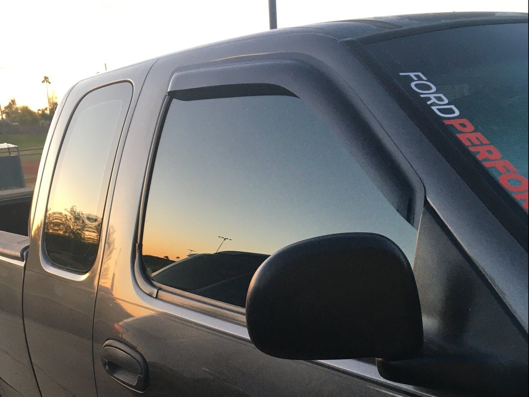 RedRock Window Deflectors; Front and Rear; Smoked (01-03 F-150 SuperCrew)