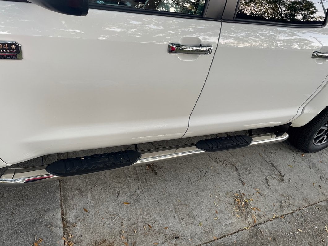 RedRock 5-Inch Oval Bent End Side Step Bars; Stainless Steel (07-21 Tundra CrewMax)