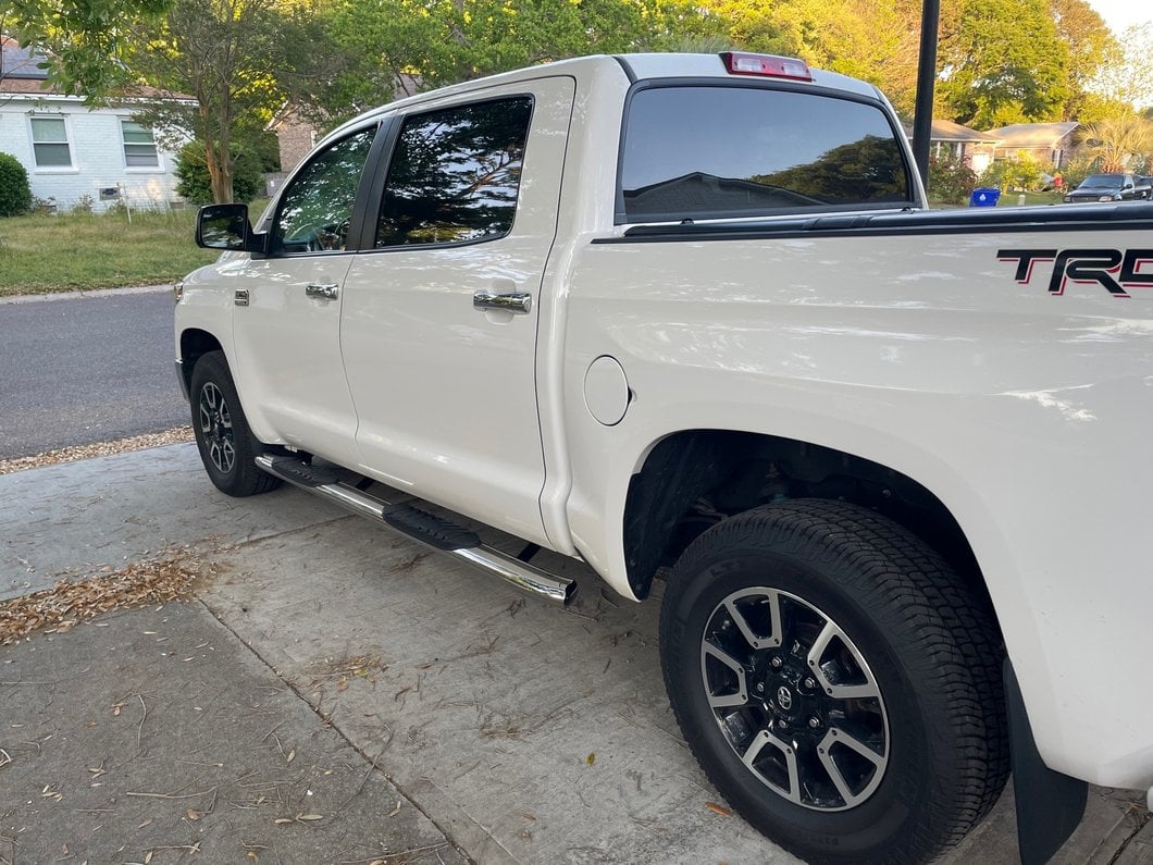 RedRock 5-Inch Oval Bent End Side Step Bars; Stainless Steel (07-21 Tundra CrewMax)