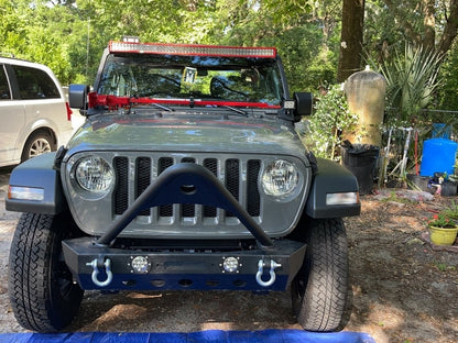 RedRock Stubby Winch Front Bumper with LED Lights and Stinger Bar (18-25 Jeep Wrangler JL)