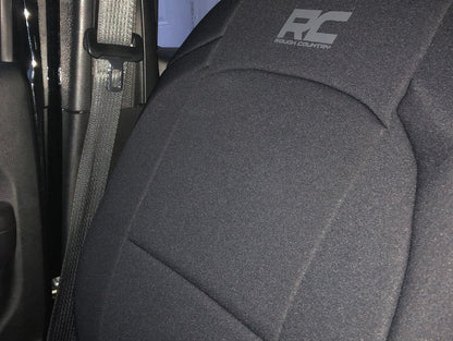 RedRock Custom Fit Front and Rear Seat Covers; Black (18-25 Jeep Wrangler JL 4-Door)