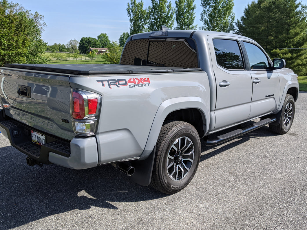 RedRock 4-Inch Oval Bent End Side Step Bars; Black (05-23 Tacoma Double Cab)