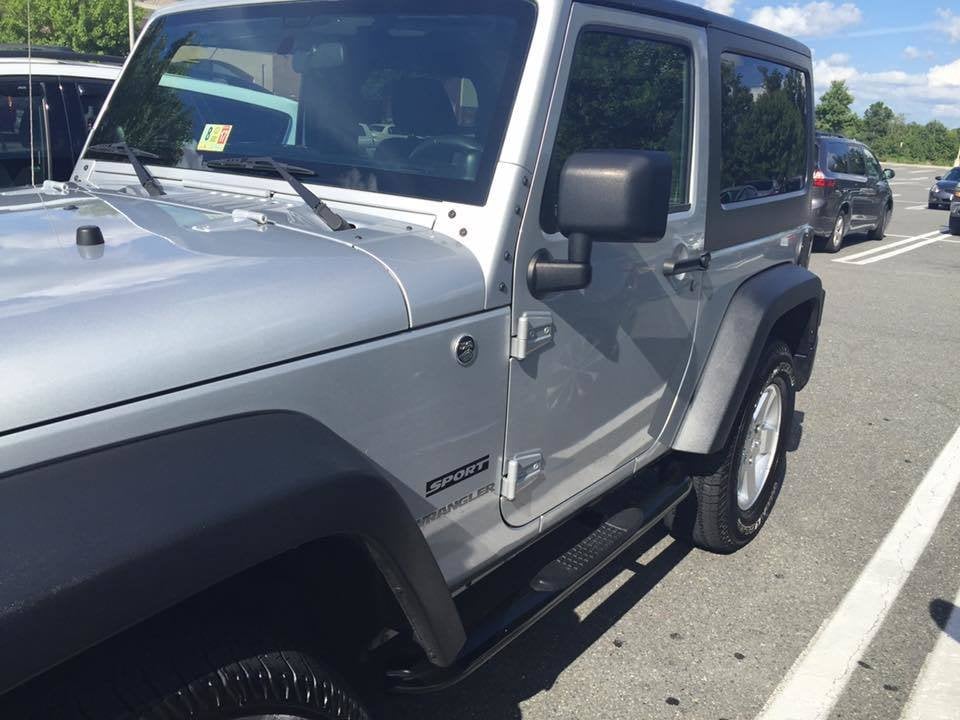 RedRock 3-Inch Round Curved Side Step Bars; Semi-Gloss Black (07-18 Jeep Wrangler JK 2-Door)