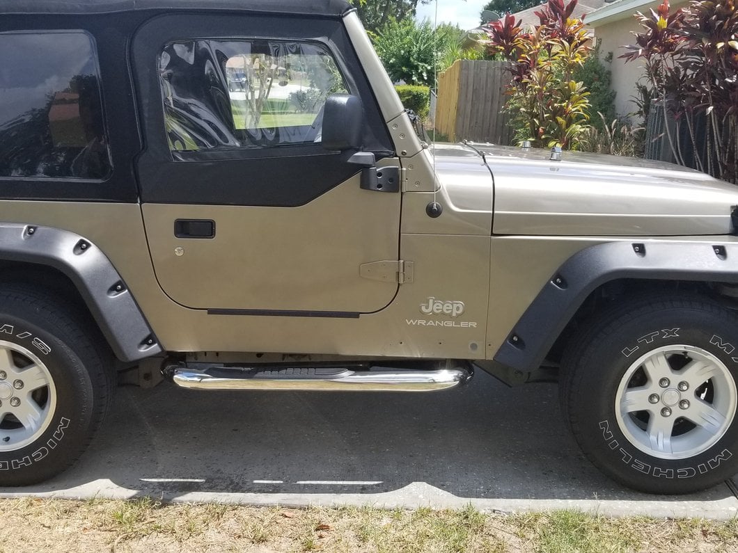 RedRock 3-Inch Round Side Step Bars; Stainless Steel (87-06 Jeep Wrangler YJ & TJ, Excluding Unlimited)