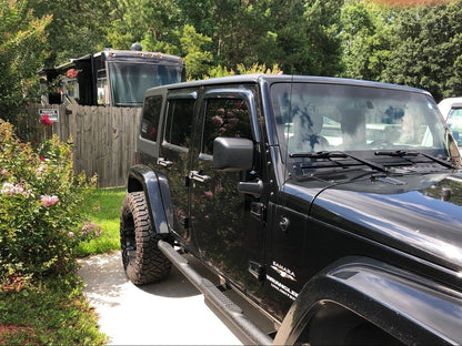 RedRock Window Deflectors; Front and Rear; Smoked (07-18 Jeep Wrangler JK 4-Door)