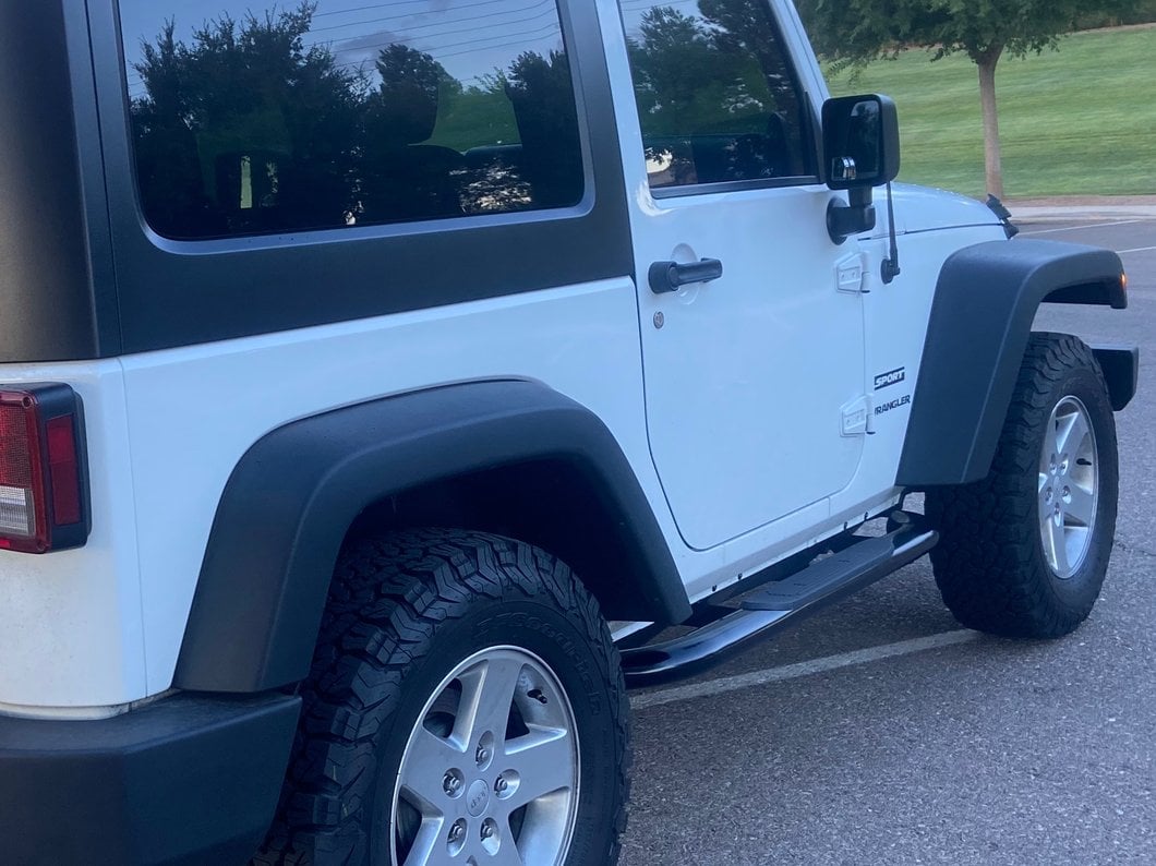 RedRock 4-Inch Oval Curved Side Step Bars; Semi-Gloss Black (07-18 Jeep Wrangler JK 2-Door)