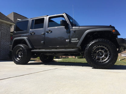 RedRock 3-Inch Round Curved Side Step Bars; Textured Black (07-18 Jeep Wrangler JK 4-Door)