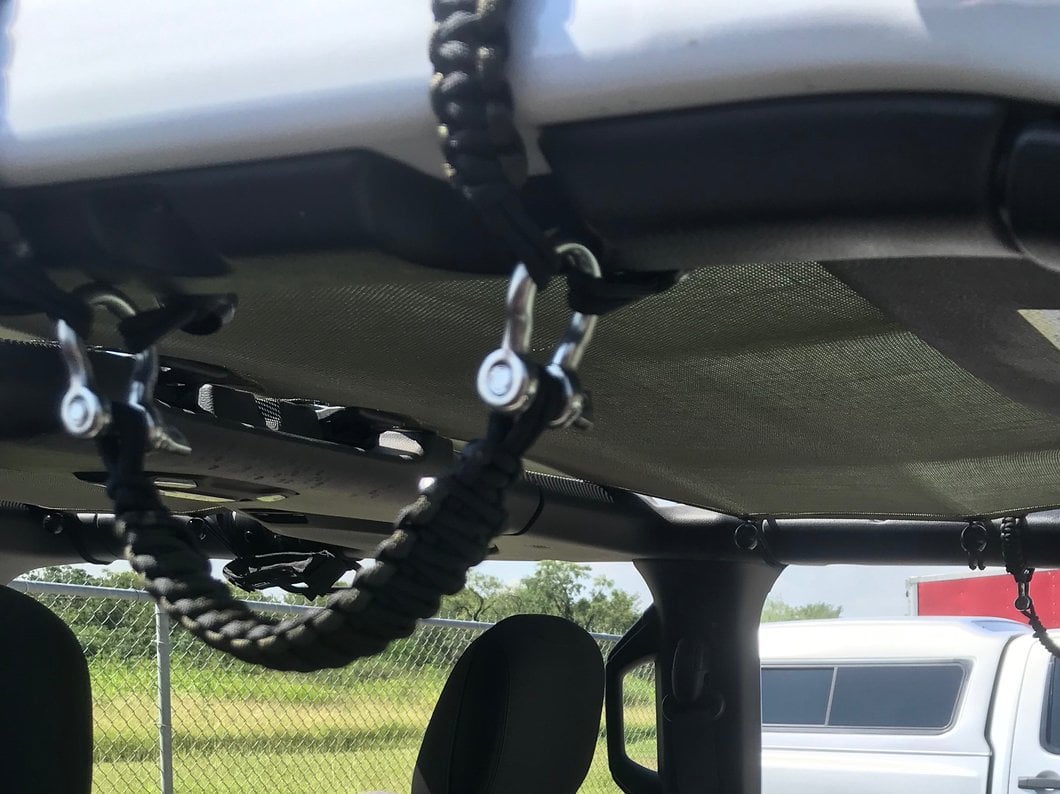 RedRock Front Rollbar Paracord Grab Handles with D-Rings; Black and OD Green (07-25 Jeep Wrangler JK & JL)
