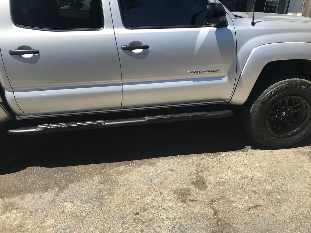 RedRock 4-Inch Oval Bent End PNC Side Step Bars; Black (05-23 Tacoma Double Cab)