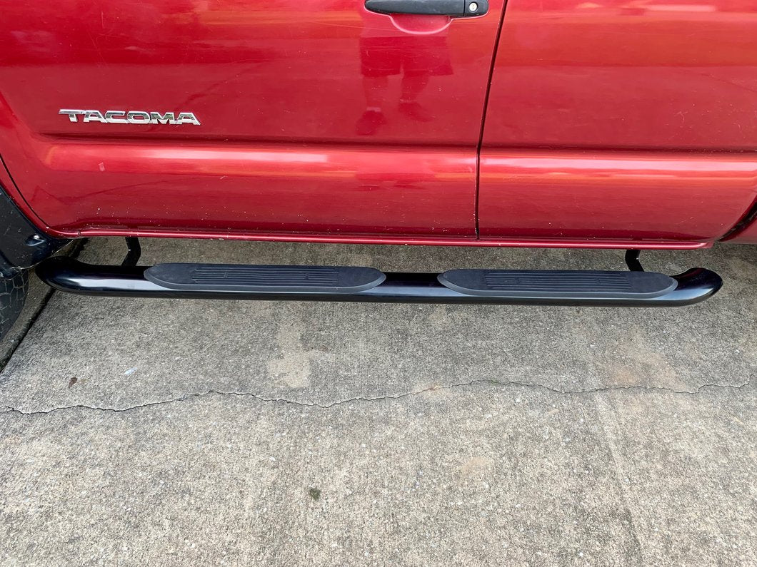 RedRock 4-Inch Oval Bent End Side Step Bars; Black (05-23 Tacoma Access Cab)