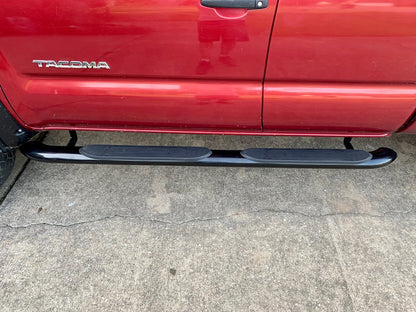 RedRock 4-Inch Oval Bent End Side Step Bars; Black (05-23 Tacoma Access Cab)