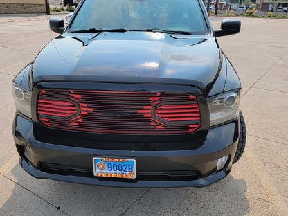 RedRock Big Horn Style Upper Replacement Grille; Black and Red (13-18 RAM 1500, Excluding Rebel)