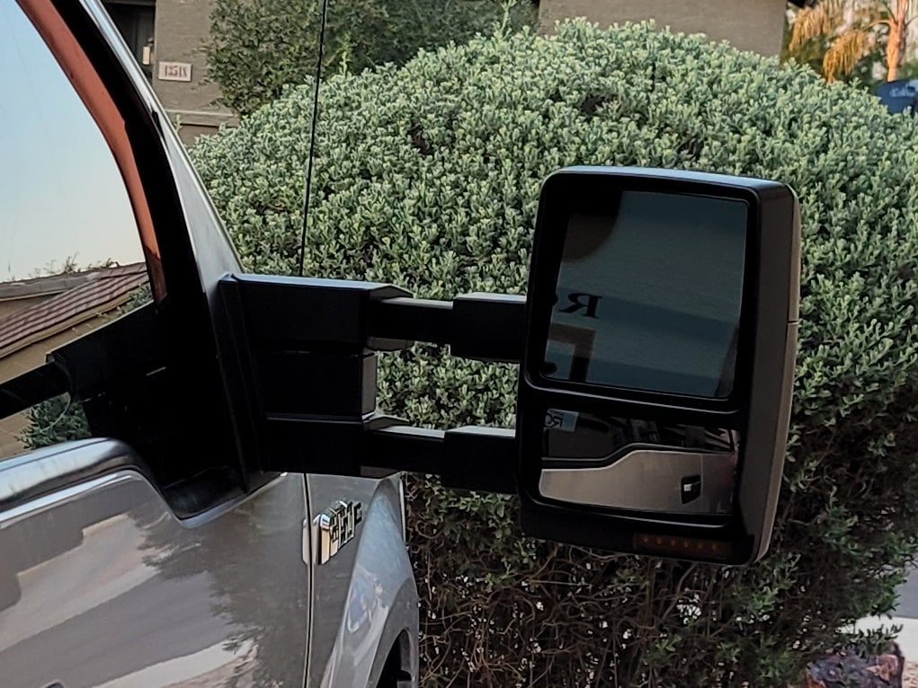 RedRock Power Adjust Heated Manual Foldaway Towing Mirrors with Puddle Lights and Turn Signals; Textured Black; Passenger Side (07-12 F-150)