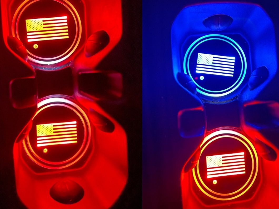 RedRock Alterum Series Color Changing LED Cup Holder Lighting with American Flag Logo (07-25 Jeep Wrangler JK & JL)