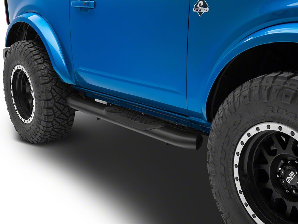 RedRock 5-Inch Oval Bent End Side Step Bars; Black (21-25 Bronco 2-Door)