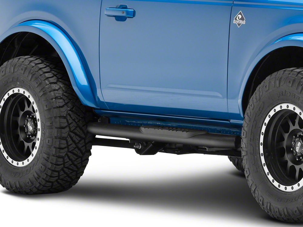 RedRock 5-Inch Oval Bent End Side Step Bars; Black (21-25 Bronco 2-Door)