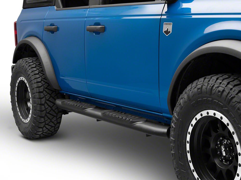 RedRock 5-Inch Oval Bent End Side Step Bars; Black (21-25 Bronco 4-Door)