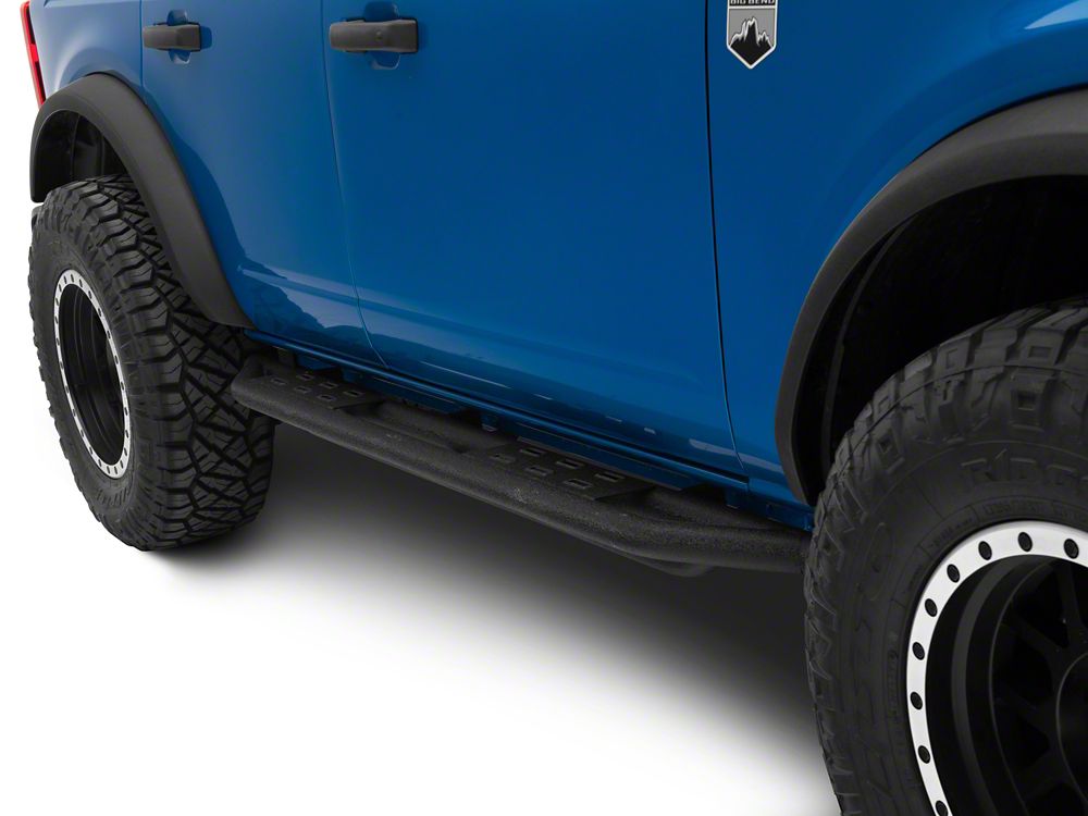 RedRock Side Armor with Step Pads; Textured Black (21-25 Bronco 4-Door)