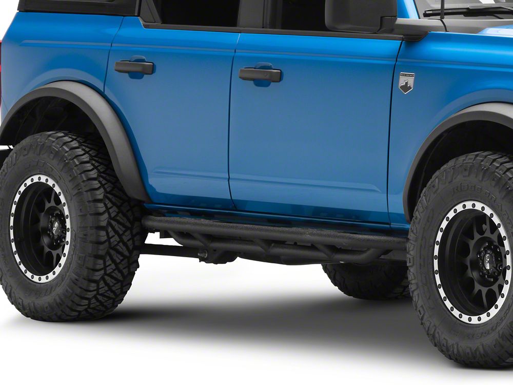 RedRock Side Armor with Step Pads; Textured Black (21-25 Bronco 4-Door)
