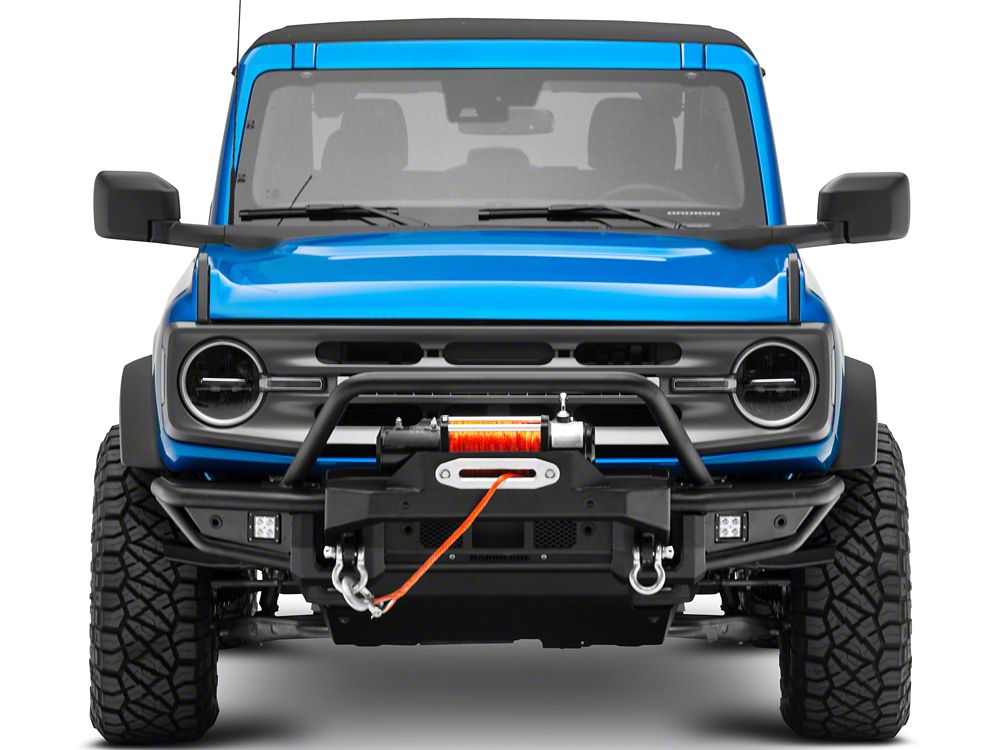 RedRock HD Tubular Front Winch Mount Bumper with LED Fog Lights and Skid Plate (21-25 Bronco, Excluding Raptor)