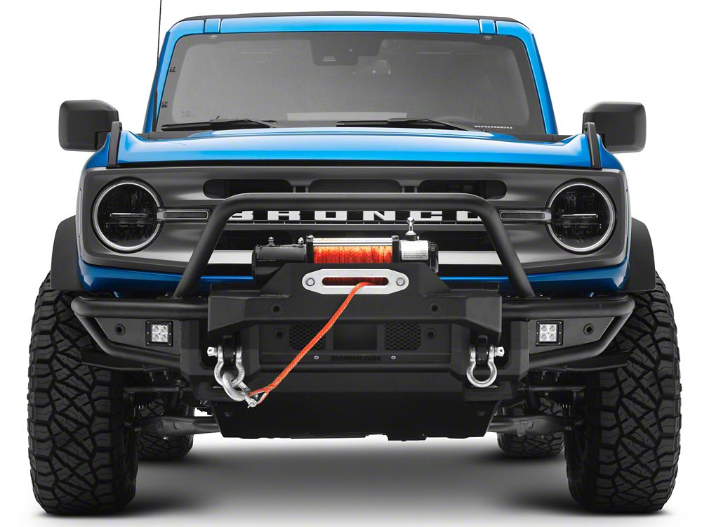 RedRock HD Tubular Front Winch Mount Bumper with LED Fog Lights and Skid Plate (21-25 Bronco, Excluding Raptor)