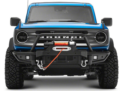 RedRock HD Tubular Front Winch Mount Bumper with LED Fog Lights and Skid Plate (21-25 Bronco, Excluding Raptor)