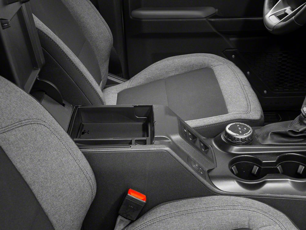 RedRock Arm Rest Lower Storage Tray; Rubber Coated (21-25 Bronco)