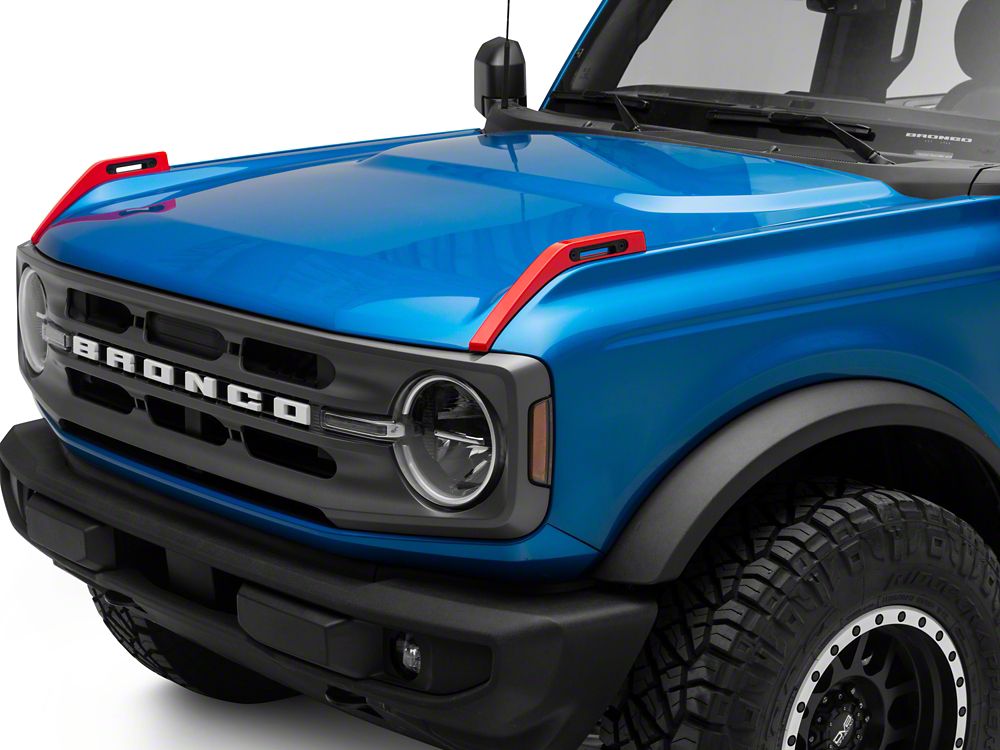 RedRock Hood Catch Trim; Red (21-25 Bronco)