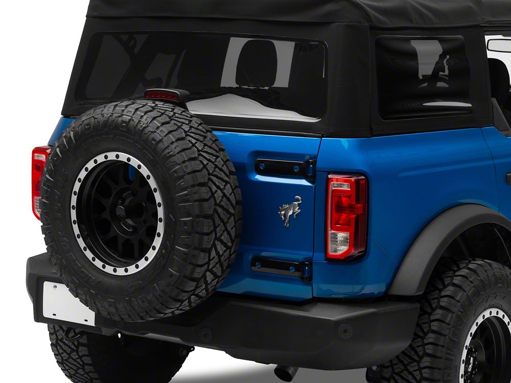 RedRock Tailgate Hinge Trim; Gloss Black (21-25 Bronco)