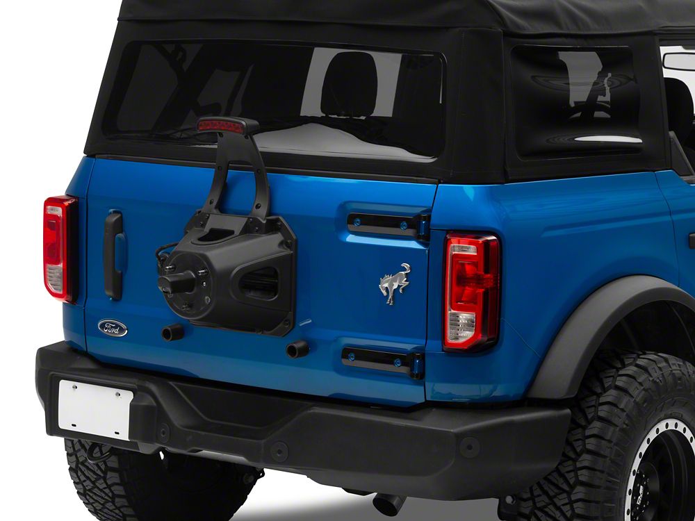 RedRock Tailgate Hinge Trim; Gloss Black (21-25 Bronco)