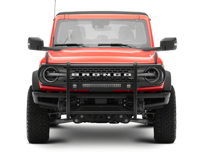 RedRock HD Modular Grille Guard with LED Fog Lights and 20-Inch LED Light Bar; Black (21-25 Bronco, Excluding Raptor)