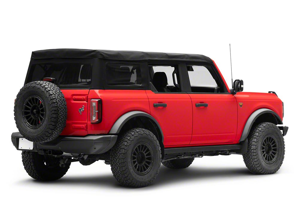 RedRock Mud Flaps; Front and Rear (21-25 Bronco 4-Door w/ OEM Rock Rails & w/o Sasquatch Package, Excluding Raptor)