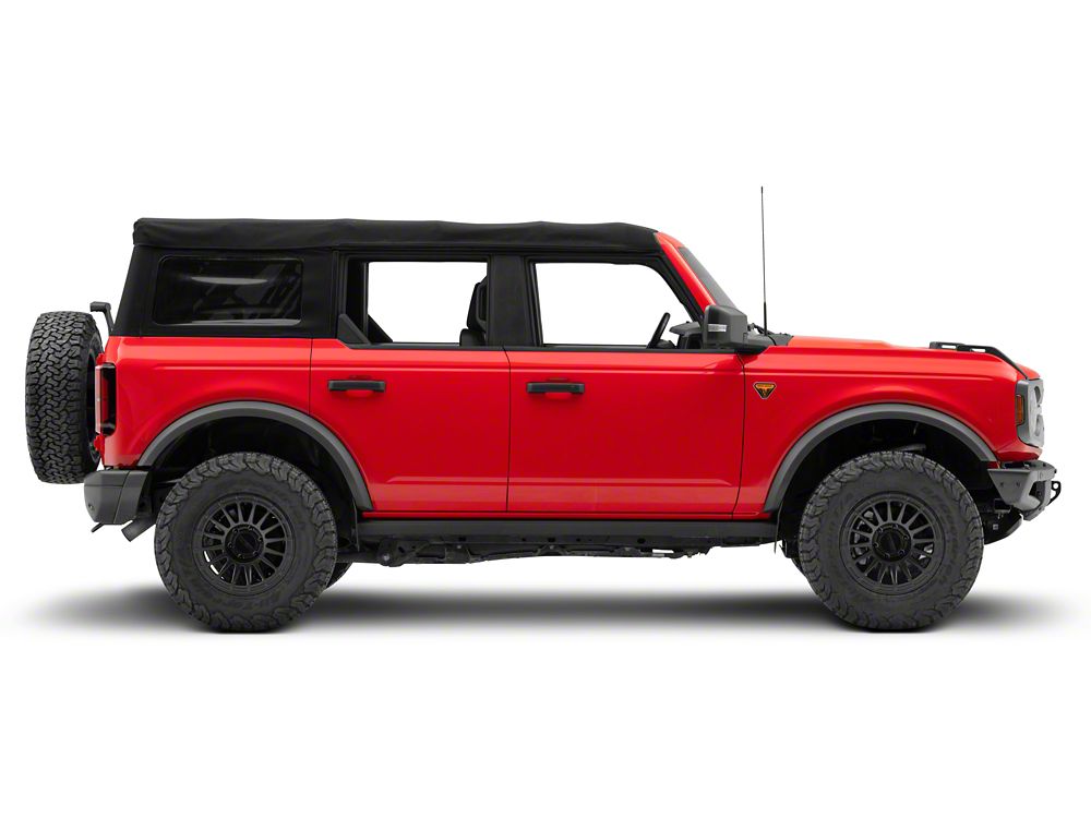 RedRock Mud Flaps; Front and Rear (21-25 Bronco 4-Door w/ OEM Rock Rails & w/o Sasquatch Package, Excluding Raptor)