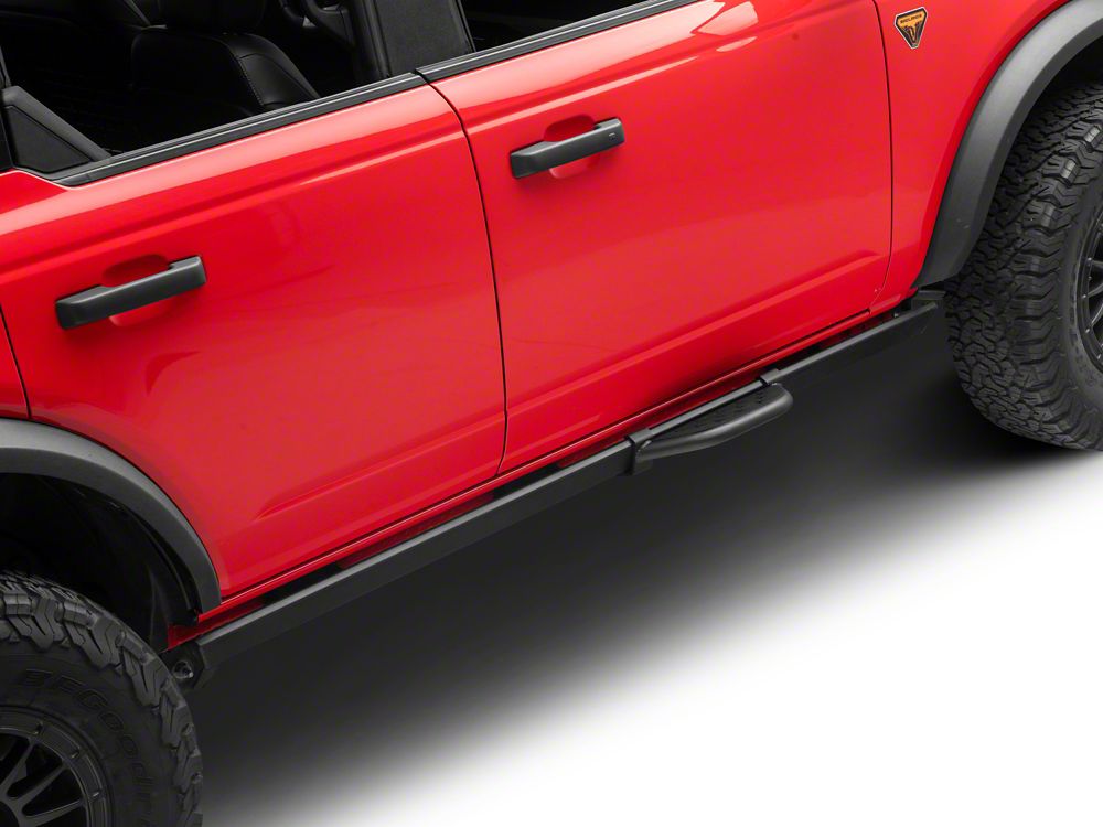 RedRock Stubby Side Step Bars; Black (21-25 Bronco w/ Factory Rock Rails)