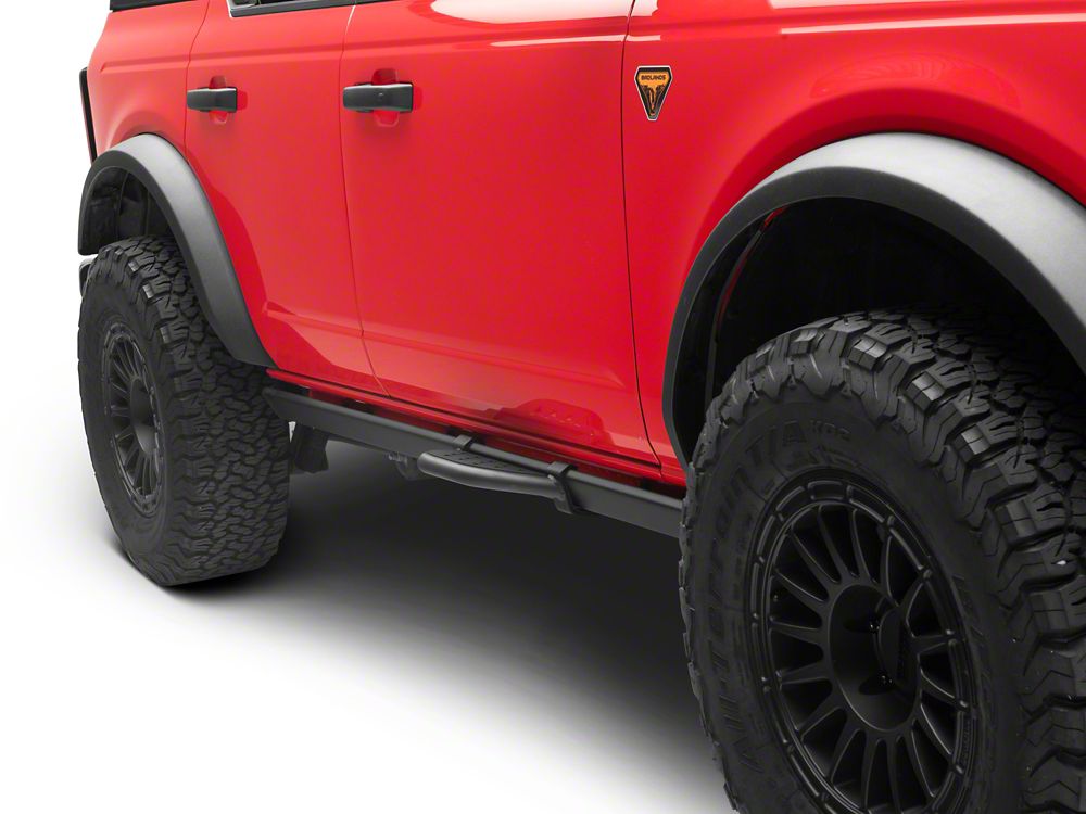 RedRock Stubby Side Step Bars; Black (21-25 Bronco w/ Factory Rock Rails)
