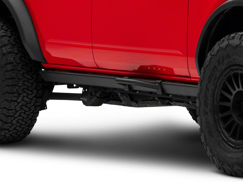 RedRock Stubby Side Step Bars; Black (21-25 Bronco w/ Factory Rock Rails)