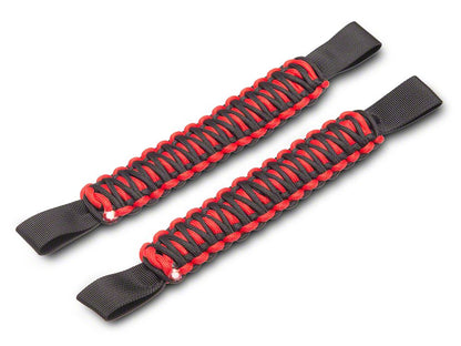 RedRock Paracord Headrest Handles; Black and Red (21-25 Bronco)