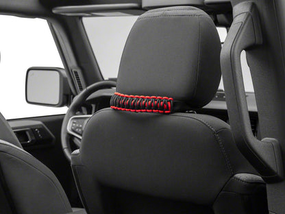 RedRock Paracord Headrest Handles; Black and Red (21-25 Bronco)