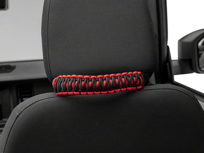 RedRock Paracord Headrest Handles; Black and Red (21-25 Bronco)