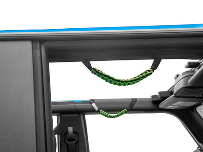 RedRock Paracord Grab Handles with Flag Logo; Front; Green (21-25 Bronco)