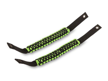 RedRock Paracord Grab Handles with Flag Logo; Front; Green (21-25 Bronco)