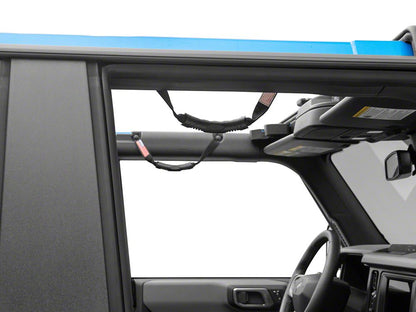 RedRock Grab Handles with Flag Logo; Front; Black (21-25 Bronco)