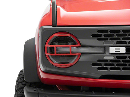 RedRock Off Road Headlight Guards; Red (21-25 Bronco)