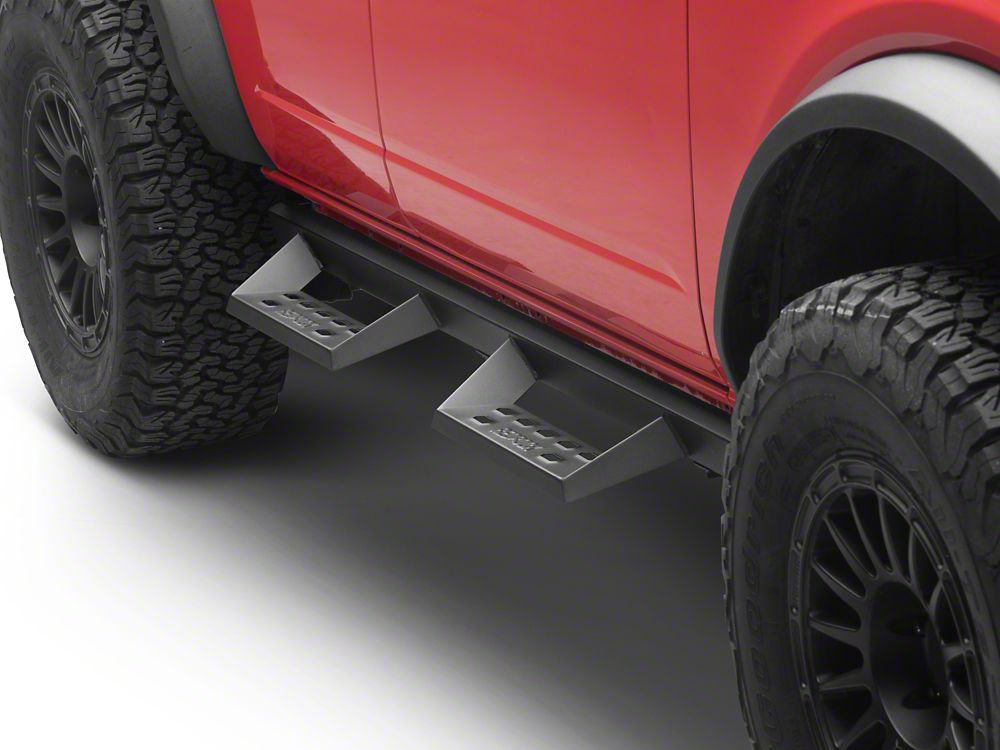 RedRock 4-Inch Drop TC1 Running Boards; Textured Black (21-25 Bronco 4-Door)