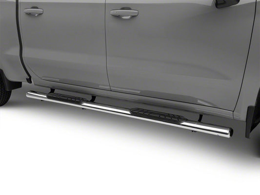 RedRock 4-Inch Oval Straight End Side Step Bars; Stainless Steel (20-25 Sierra 2500 HD Crew Cab)