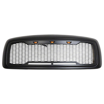RedRock Impulse Upper Replacement Grille with Amber LED Lights; Matte Black (02-05 RAM 1500)